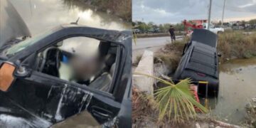 Conductor pierde la vida tras caer a canal en el Libramiento Emilio Portes Gil de Matamoros, Tamaulipas