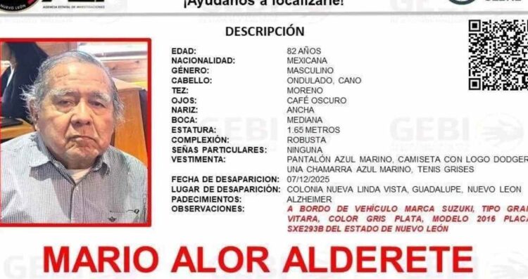 Desaparece abuelito con Alzheimer en Guadalupe