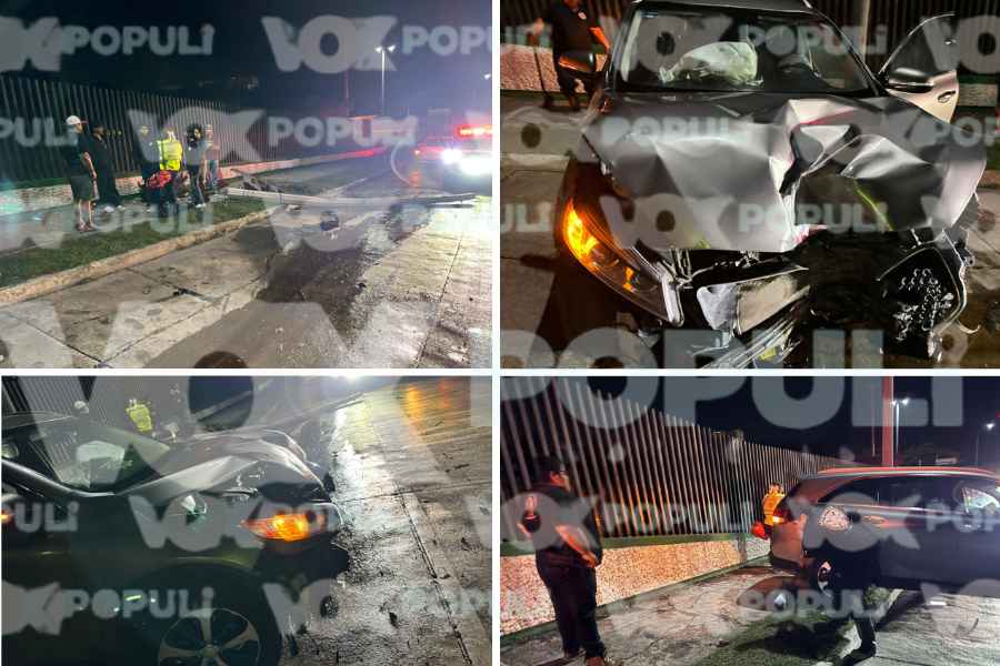 Destroza su camioneta de modelo reciente al estrellarse contra un poste en Tampico, Tamaulipas