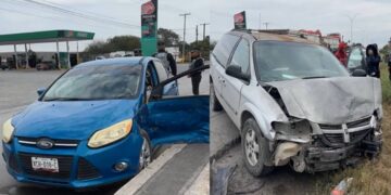 Dos lesionados tras fuerte choque en el Ejido La Venada, Matamoros