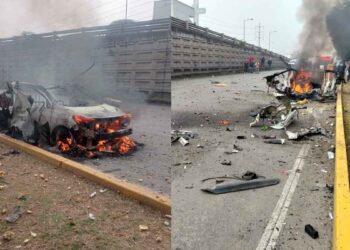 Explota y se incendia taxi con pirotecnia en la México-Toluca; reportan al menos 3 lesionados