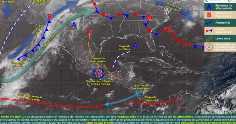 Frente frío 24 en México hoy
