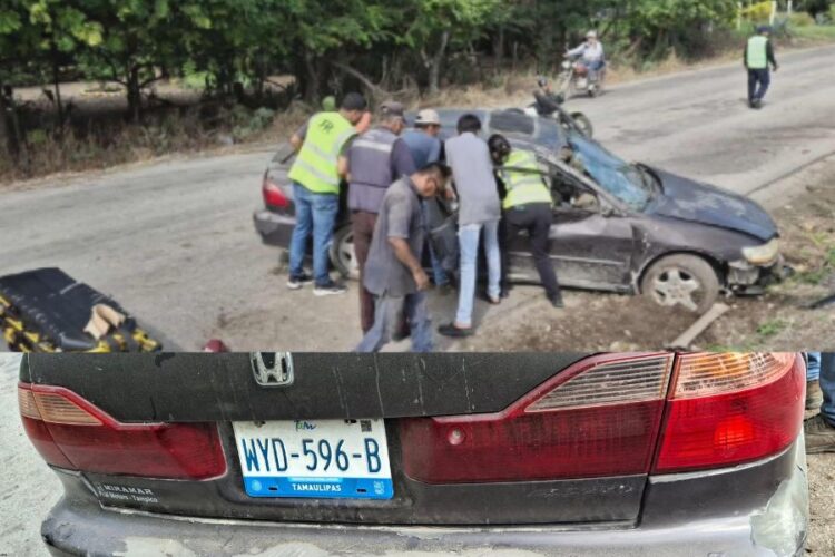 Hombre termina lesionado tras volcadura sobre carretera en Xicoténcatl, Tamaulipas