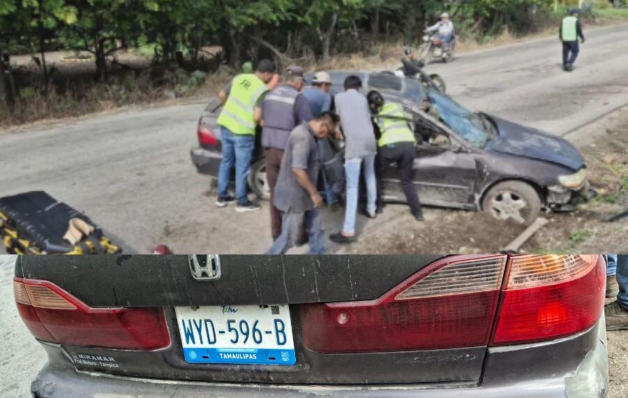 Hombre termina lesionado tras volcadura sobre carretera en Xicoténcatl, Tamaulipas