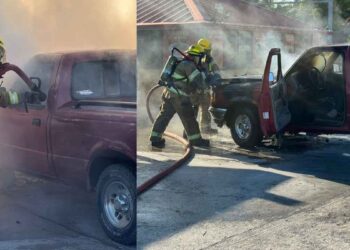 Incendio en vehículo en la Carretera Nacional