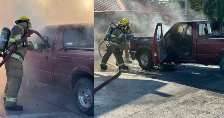 Incendio en vehículo en la Carretera Nacional