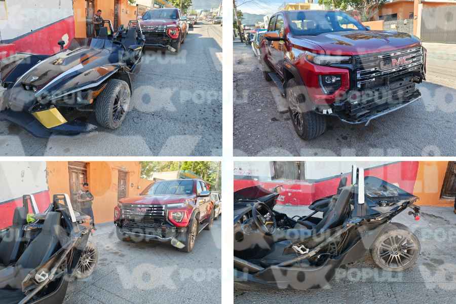 Omite señal de alto y choca contra vehículo “exótico” en el centro de Ciudad Victoria, Tamaulipas