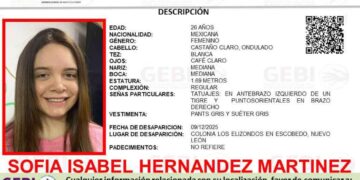 Piden apoyo para localizar a Sofía Isabel Hernández Martínez desaparecida en Escobedo, NL