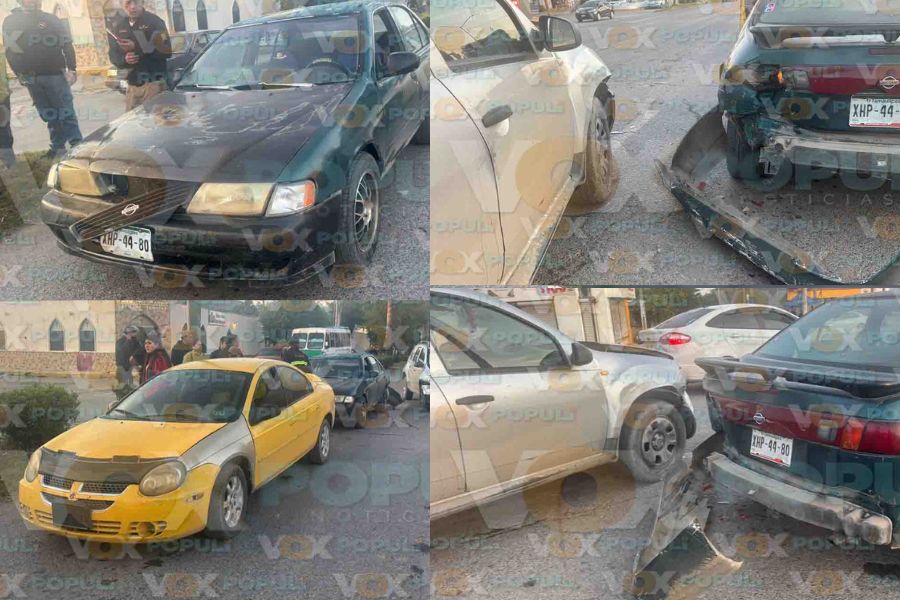 Tres vehículos chocan por alcance y dejan lesionados en calzada de Ciudad Victoria, Tamaulipas
