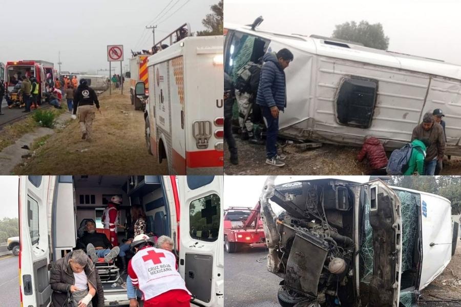 Volcadura de vagoneta en el CEM deja 20 personas lesionadas en el Estado de México