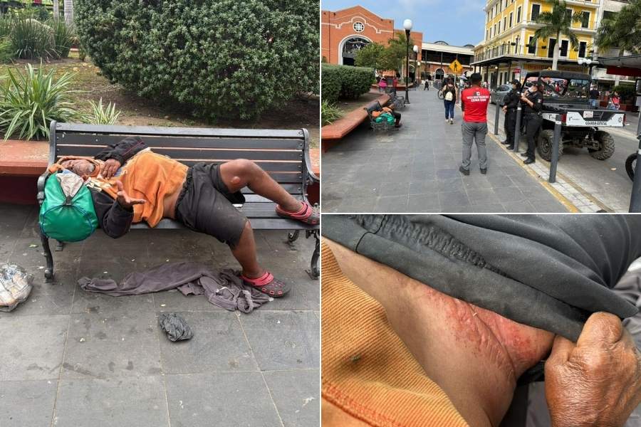 auxilian a hombre en plaza de Tampico