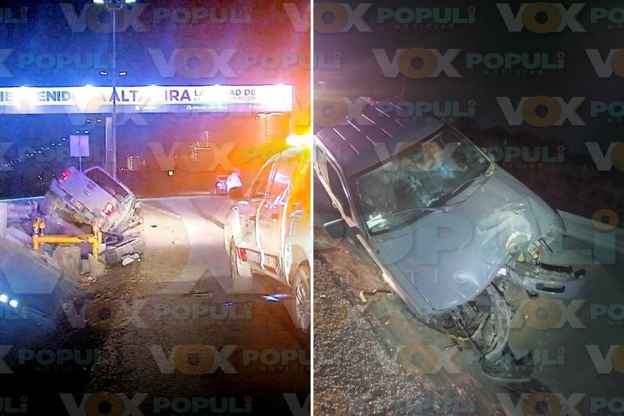 choque de camioneta contra poste en Madero