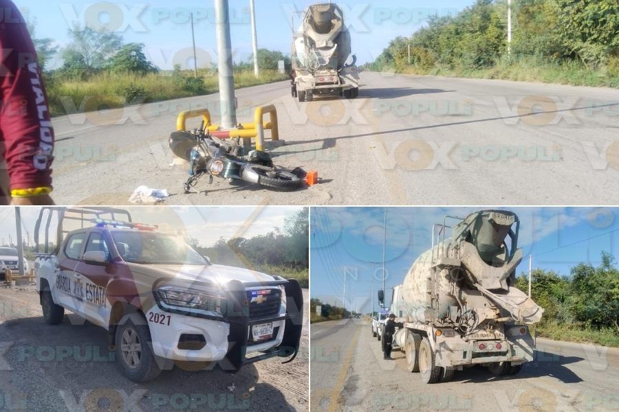 choque entre motocicleta y camión en altamira