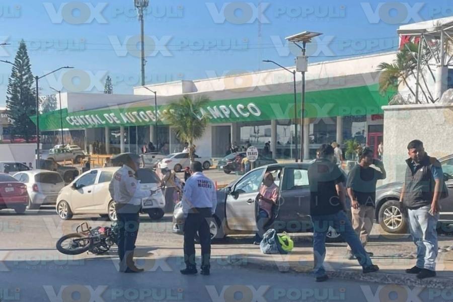 choque menor de motociclista en Tampico