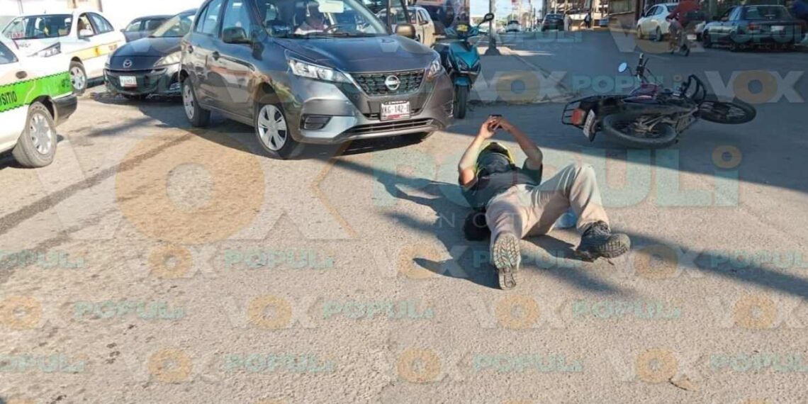 choque menor de motociclista en Tampico