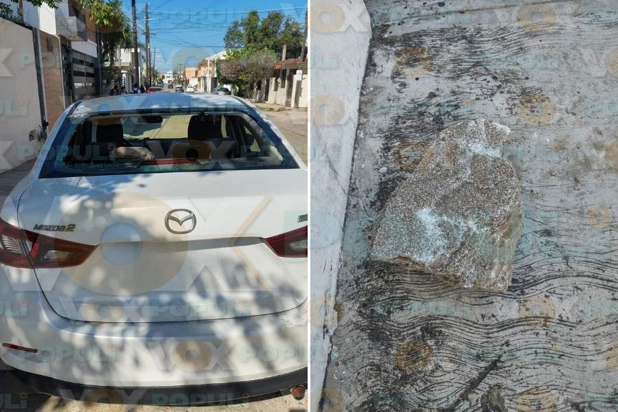 destruye cristal de auto en Madero