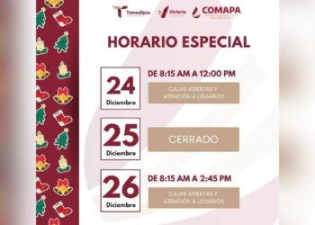 horario navideño COMAPA Victoria