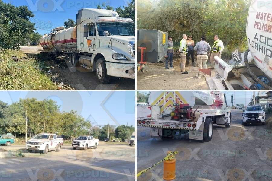 tráiler casi vuelca en Altamira