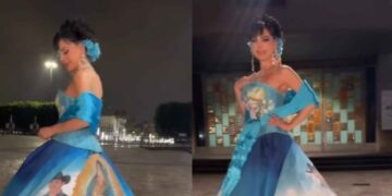 Maribel Guardia luce un vestido con la Virgen de Guadalupe y la imagen de su hijo
