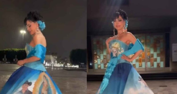 Maribel Guardia luce un vestido con la Virgen de Guadalupe y la imagen de su hijo