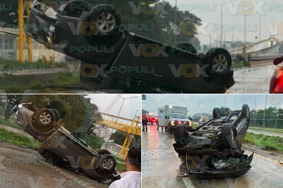 volcadura de camioneta hoy en Altamira