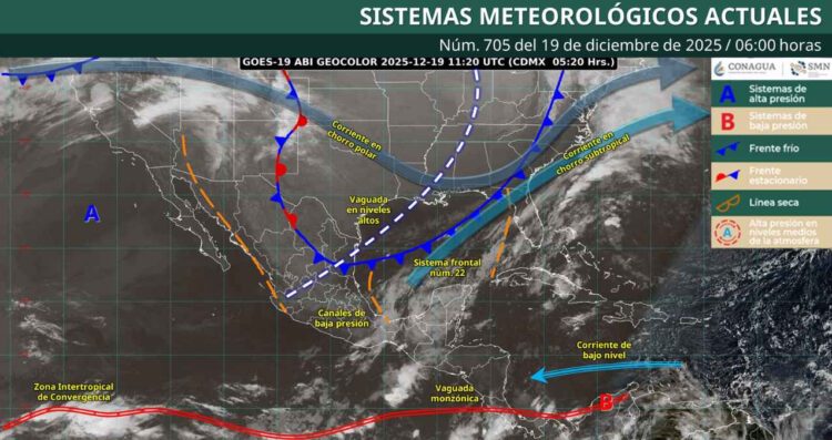 ¿Cómo impactará el Frente Frío No. 22 y en qué regiones?