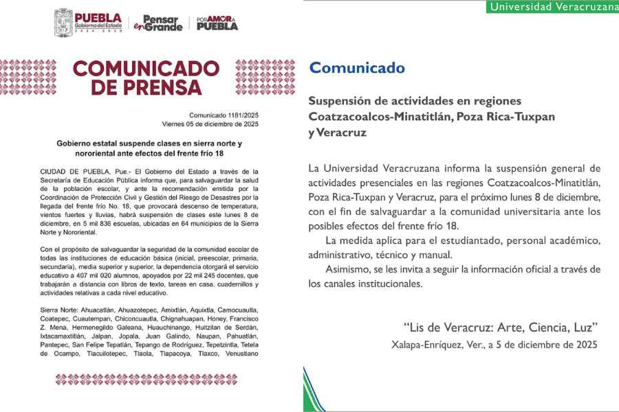 ¿Dónde suspenderán las clases mañana debido a ingreso de un nuevo frente frío?