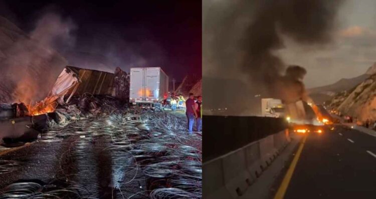 ¿Qué se sabe del accidente vial e incendio de un tráiler que dejó varios heridos en la autopista Monterrey-Saltillo?