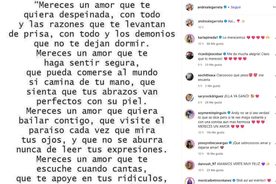 Andrea Legarreta dedica romántico mensaje a Luis Carlos Origel