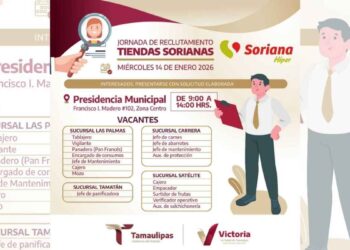 Anuncian jornada de reclutamiento por parte de Soriana en la Presidencia Municipal de Ciudad Victoria, Tamaulipas