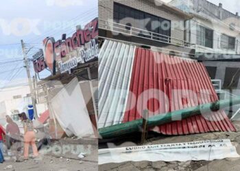 Aparatoso choque deja daños a comercios en la Colonia Tamaulipas en Tampico, Tamaulipas
