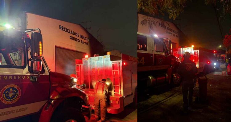 Arrasa incendio con bodega de reciclaje de plásticos en Escobedo, NL