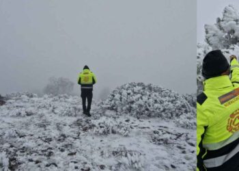 Así luce la nieve en la Cumbre del Cerro El Potosí en Galeana, Nuevo León