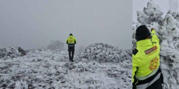 Así luce la nieve en la Cumbre del Cerro El Potosí en Galeana, Nuevo León