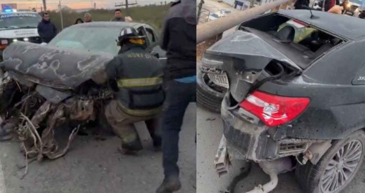 Automóvil Chrysler 200 causa fuerte choque en el puente de la Avenida Rigo Tovar en Matamoros, Tamaulipas