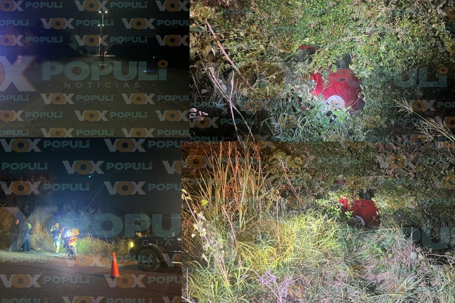 Automóvil vuelca entre la maleza en el Corredor Colosio, Altamira, Tamaulipas