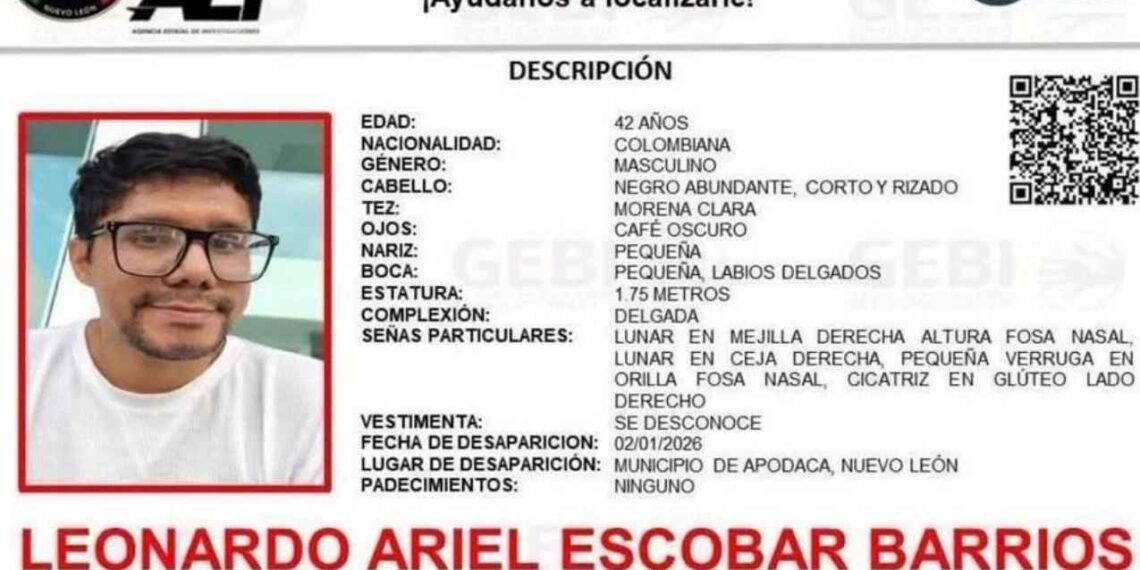 Autoridades buscan a catedrático colombiano desaparecido en Monterrey, NL