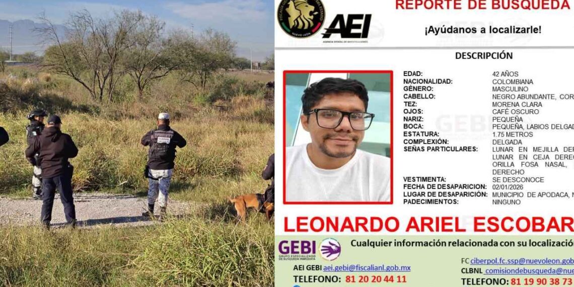 Autoridades intensifican búsqueda para localizar al docente colombiano desaparecido en Apodaca, NL