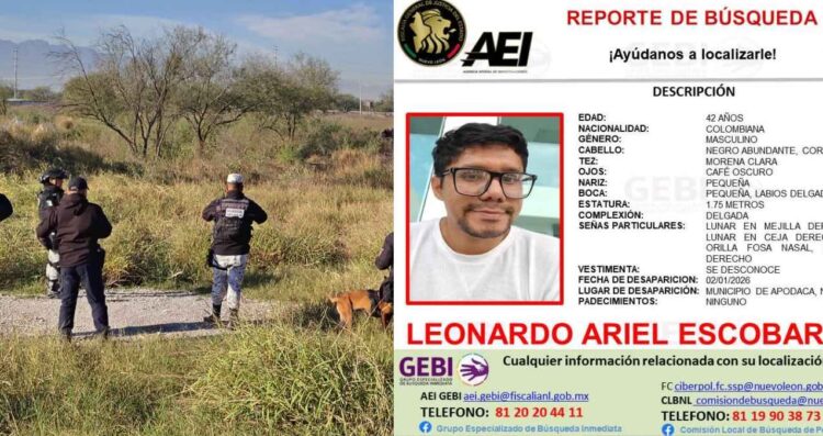 Autoridades intensifican búsqueda para localizar al docente colombiano desaparecido en Apodaca, NL