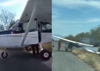 Avioneta aterriza de emergencia en Carretera de Villagrán, Tamaulipas