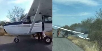 Avioneta aterriza de emergencia en Carretera de Villagrán, Tamaulipas
