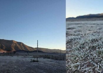 Ciénega del Toro en Galeana, Nuevo León, se cubre de hielo tras las recientes bajas temperaturas