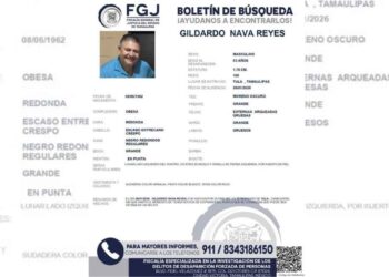 Comisión Estatal de Búsqueda emite ficha por la desaparición de Gildardo Nava Reyes en Tula, Tamaulipas