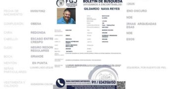 Comisión Estatal de Búsqueda emite ficha por la desaparición de Gildardo Nava Reyes en Tula, Tamaulipas