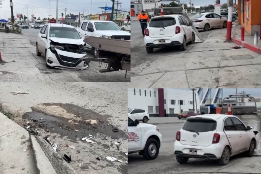 Conductor choca contra muro y causa movilización de cuerpos de auxilio en Matamoros, Tamaulipas