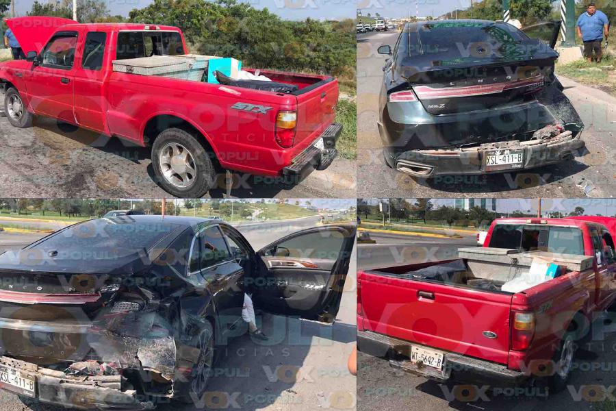 Conductor distraído provoca fuerte choque por alcance en libramiento de Ciudad Victoria, Tamaulipas