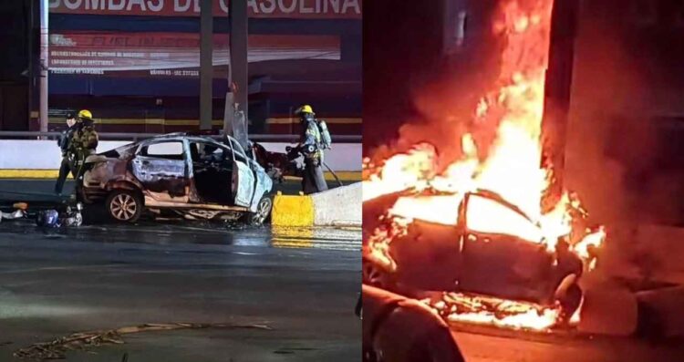 Conductor muere calcinado tras fuerte choque en la avenida Garza Sada de Monterrey, NL