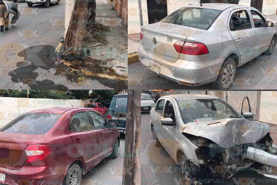 Conductor omite alto, pierde el control y se estrella contra un poste en Ciudad Victoria, Tamaulipas