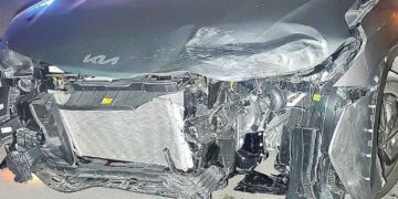 semáforo fuerte choque Nuevo Laredo