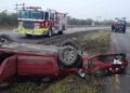 Doble volcadura en Linares